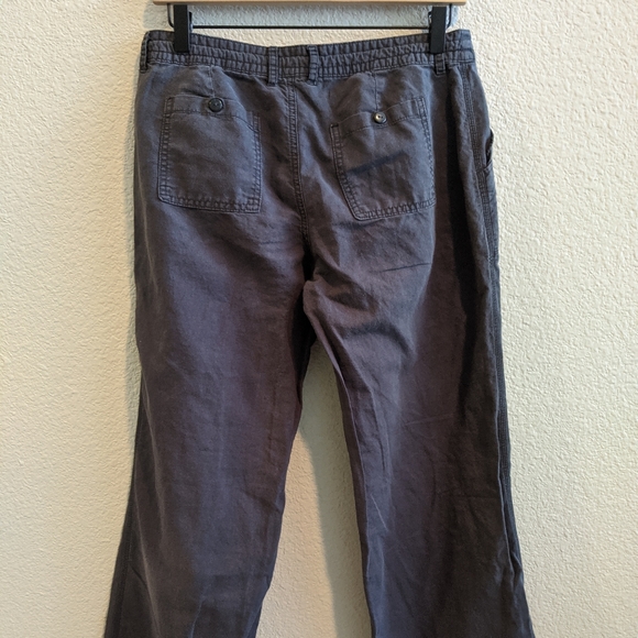 Gap Womens Flax/Cotton Pants drawstring Gray/Blue - Picture 2 of 5
